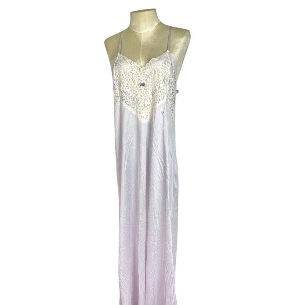 Vintage Diane Von Furstenberg Lingerie Large Lavender Lace Slip Dress nightgown
